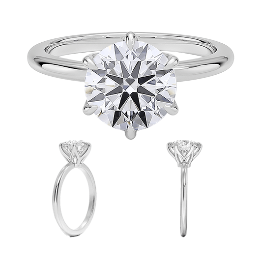 Six Prong 1.5ct D VVS2 Engagement Ring 14K Solitaire with Lab Diamond (RD 1121)