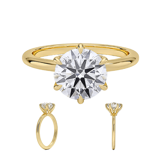 Six Prong 1.5ct D VVS2 Engagement Ring 14K Solitaire with Lab Diamond (RD 1121)