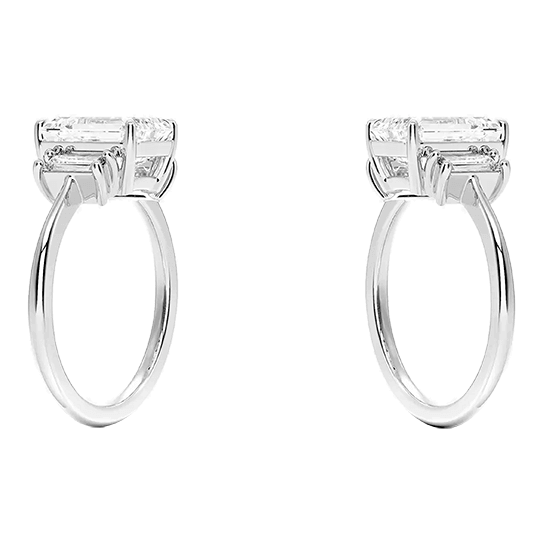 Vertical Baguette Three Stone Diamond Engagement Ring Emerald Cut 4ct (EM 4139)