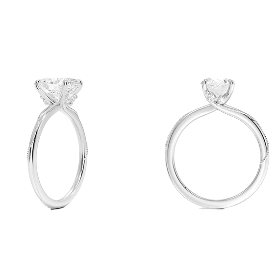 Hidden Accent Milgrain 1.5ct D VVS2  Oval Cut Four Prong Lab Diamond Ring (OV 3133)