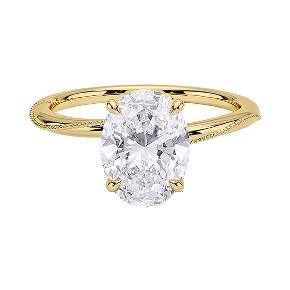 Hidden Accent Milgrain 1.5ct D VVS2  Oval Cut Four Prong Lab Diamond Ring (OV 3133)