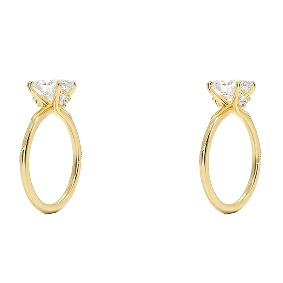 Hidden Accent Milgrain 1.5ct D VVS2  Oval Cut Four Prong Lab Diamond Ring (OV 3133)