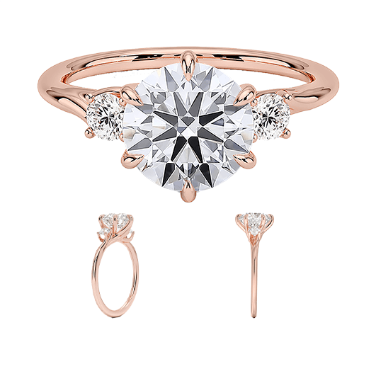 Three Stone 1.5ct D VVS2 Round Lab Diamond Engagement  Ring (RD 1146)