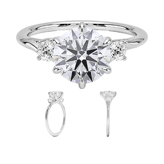 Three Stone 1.5ct D VVS2 Round Lab Diamond Engagement  Ring (RD 1146)