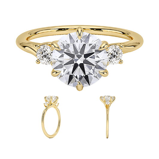 Three Stone 1.5ct D VVS2 Round Lab Diamond Engagement  Ring (RD 1146)