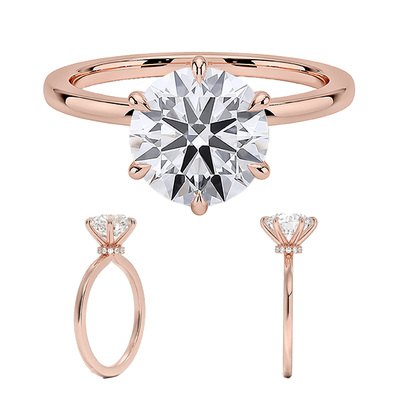 Hidden Halo 2.5ct E VVS2 Lab Diamond Engagement Ring 14k Round Brilliant Cut Six prong (RD 1127)