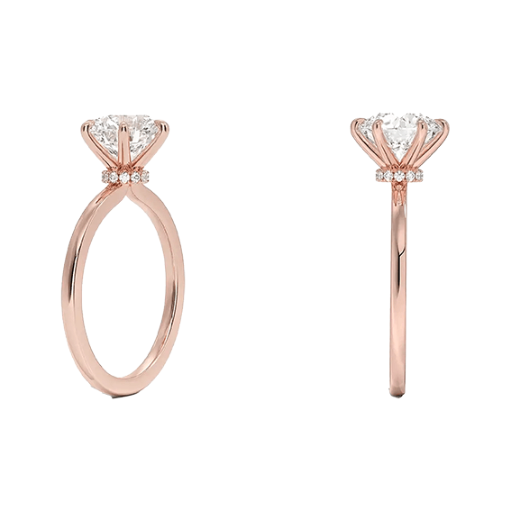 Hidden Halo 2.5ct E VVS2 Lab Diamond Engagement Ring 14k Round Brilliant Cut Six prong (RD 1127)