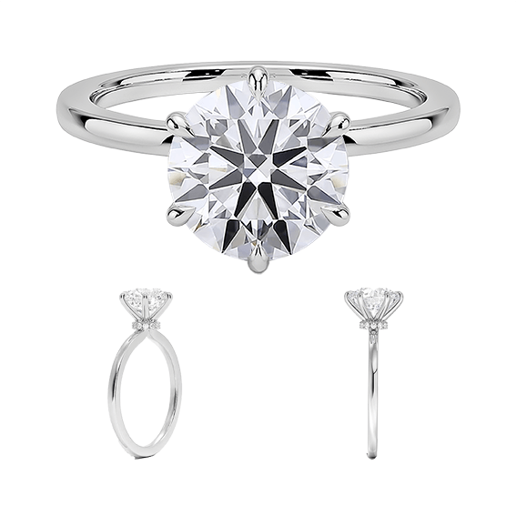 Hidden Halo 2.5ct E VVS2 Lab Diamond Engagement Ring 14k Round Brilliant Cut Six prong (RD 1127)