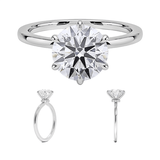 Hidden Halo 2.5ct E VVS2 Lab Diamond Engagement Ring 14k Round Brilliant Cut Six prong (RD 1127)