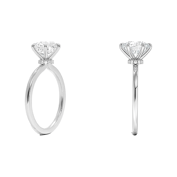 Hidden Halo 2.5ct E VVS2 Lab Diamond Engagement Ring 14k Round Brilliant Cut Six prong (RD 1127)