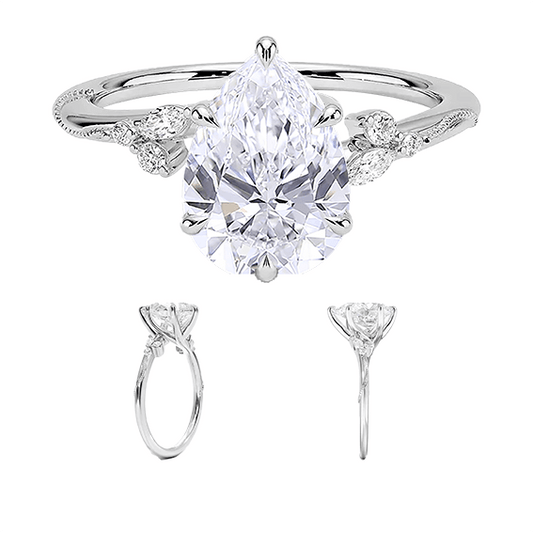 Design Milgrain 2ct Pear Cut Lab Diamond Engagement Ring (PE 6118)