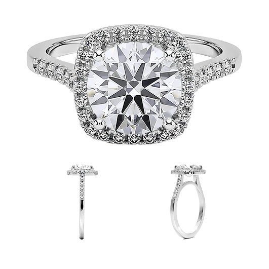 Odessa Halo 1.5ct D VVS2  Lab Diamond Engagement Ring(RD 1132)
