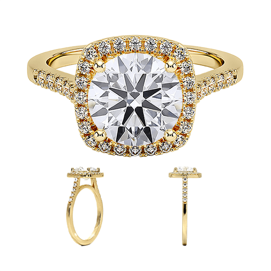Odessa Halo 1.5ct D VVS2  Lab Diamond Engagement Ring(RD 1132)