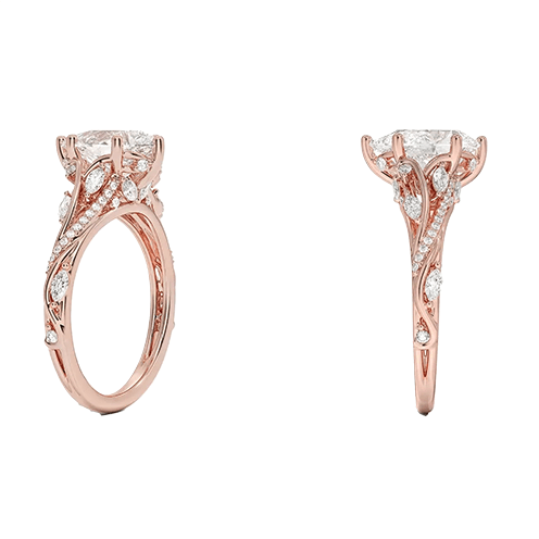 14K Yellow Gold Twisted Vine 2ct E VVS2  Pear Water Drop Shape Lab Diamond Engagement Ring (PE 6125)