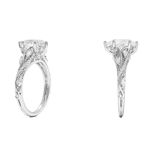 14K Yellow Gold Twisted Vine 2ct E VVS2  Pear Water Drop Shape Lab Diamond Engagement Ring (PE 6125)