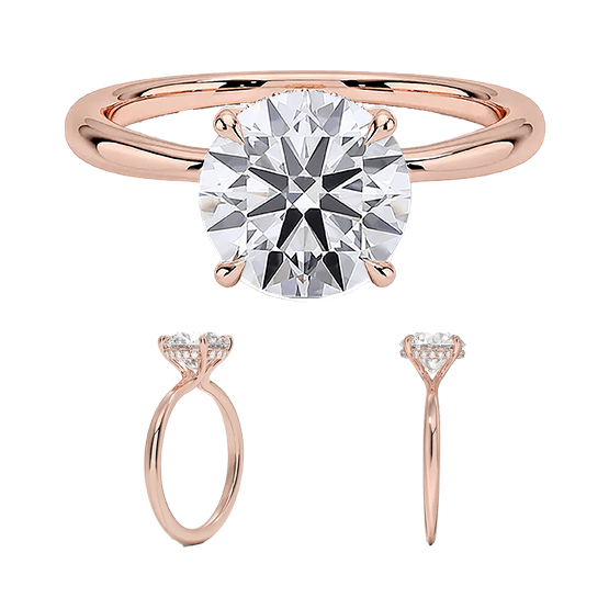 Hidden Halo 14k 1.5ct D VVS2 Solitaire Round Brilliant Cut Plain Engagement Ring 4 prong Lab Diamond (RD 1124)