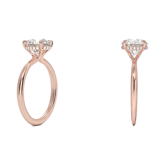 Hidden Halo 14k 1.5ct D VVS2 Solitaire Round Brilliant Cut Plain Engagement Ring 4 prong Lab Diamond (RD 1124)