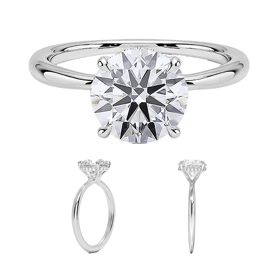 Hidden Halo 14k 1.5ct D VVS2 Solitaire Round Brilliant Cut Plain Engagement Ring 4 prong Lab Diamond (RD 1124)