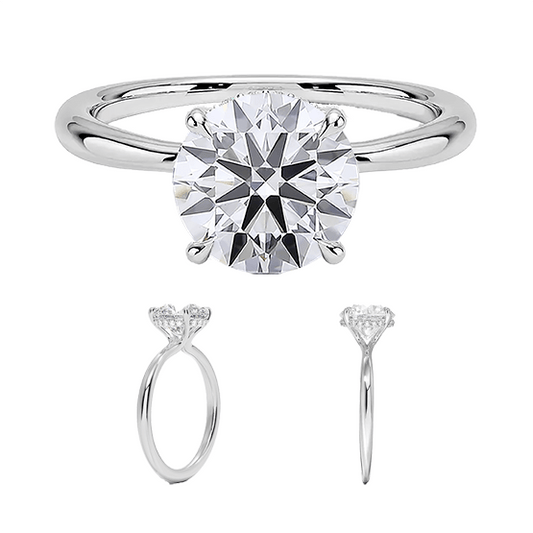 Hidden Halo 14k 1.5ct D VVS2 Solitaire Round Brilliant Cut Plain Engagement Ring 4 prong Lab Diamond (RD 1124)