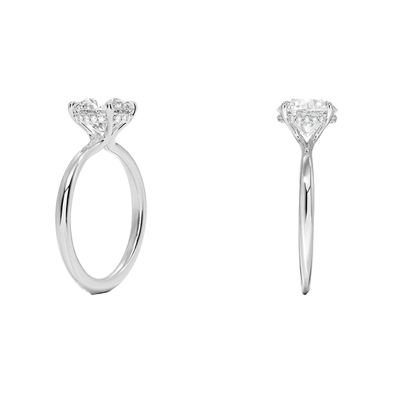 Hidden Halo 14k 1.5ct D VVS2 Solitaire Round Brilliant Cut Plain Engagement Ring 4 prong Lab Diamond (RD 1124)