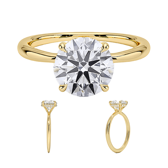 Hidden Halo 14k 1.5ct D VVS2 Solitaire Round Brilliant Cut Plain Engagement Ring 4 prong Lab Diamond (RD 1124)