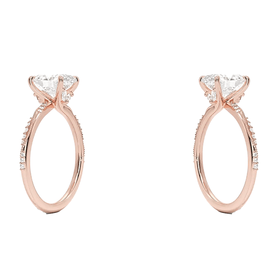 Hidden Accent Milgrain  Engagement Ring 1.5ct D VVS2 Oval Cut Four Prong Lab Diamond Ring (OV 3134)