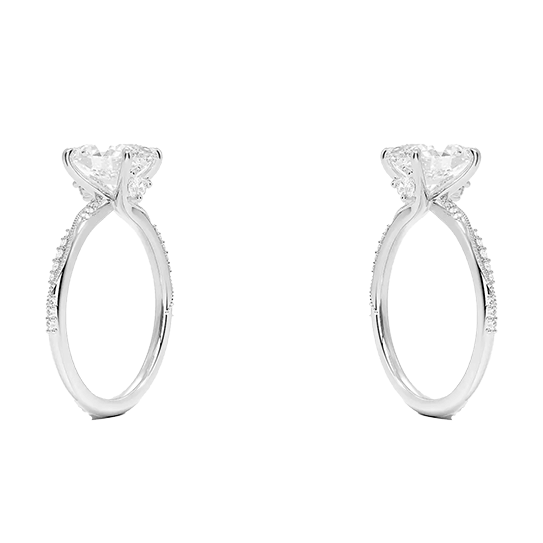 Hidden Accent Milgrain  Engagement Ring 1.5ct D VVS2 Oval Cut Four Prong Lab Diamond Ring (OV 3134)