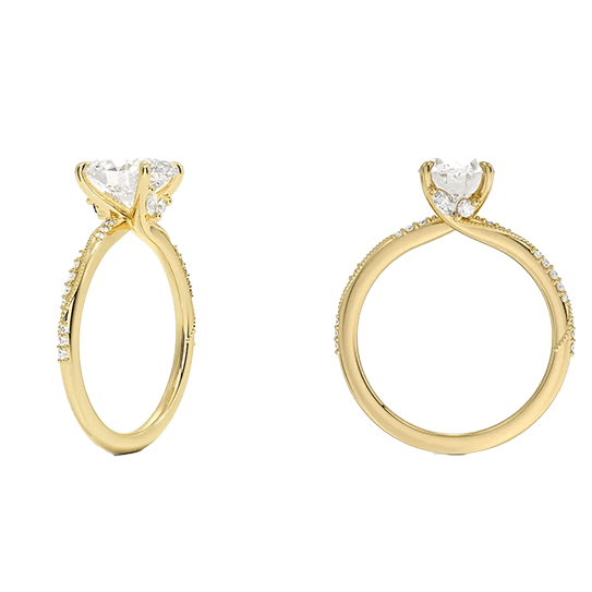 Hidden Accent Milgrain  Engagement Ring 1.5ct D VVS2 Oval Cut Four Prong Lab Diamond Ring (OV 3134)