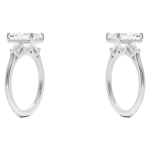 High Profile 2.5ct E VVS2  Emerald Tapered Baguette Diamond Engagement Ring Lab Diamond (EM 4121)