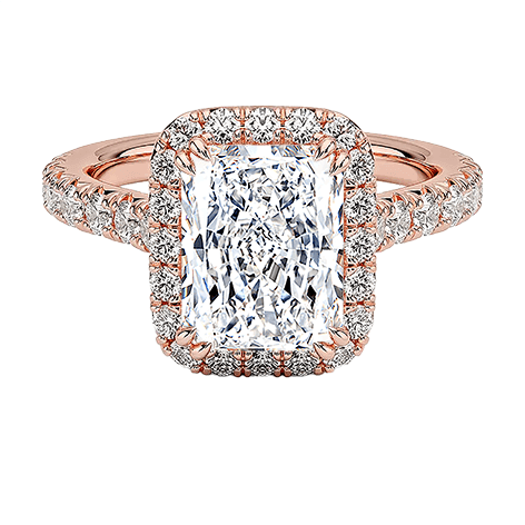 Luxe Halo Half Coverage 2.5ct E VVS2 Radiant Cut Lab Diamond Engagement Ring  (RA 2124)