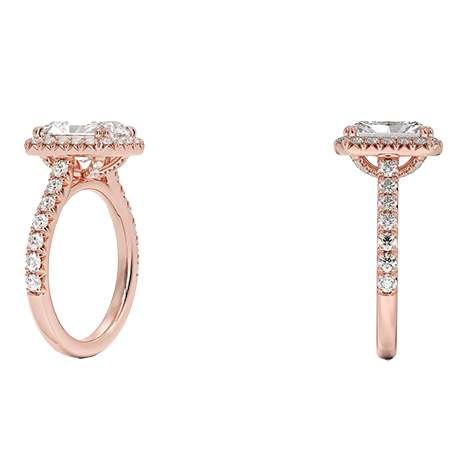 Luxe Halo Half Coverage 2.5ct E VVS2 Radiant Cut Lab Diamond Engagement Ring  (RA 2124)