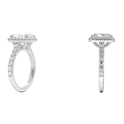 Luxe Halo Half Coverage 2.5ct E VVS2 Radiant Cut Lab Diamond Engagement Ring  (RA 2124)