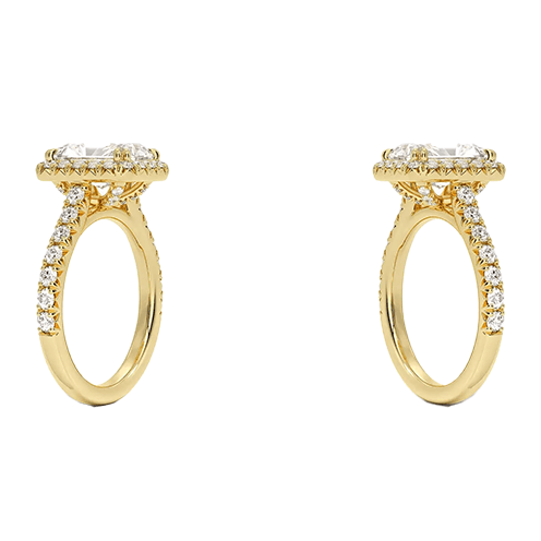 Luxe Halo Half Coverage 2.5ct E VVS2 Radiant Cut Lab Diamond Engagement Ring  (RA 2124)