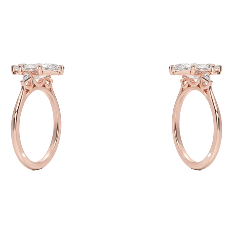 Marquise Cut Shape 2ct E VVS2  Three Stone Six-Prong Side Lab diamond Kite Shape Engagement Ring (MAR 8119)