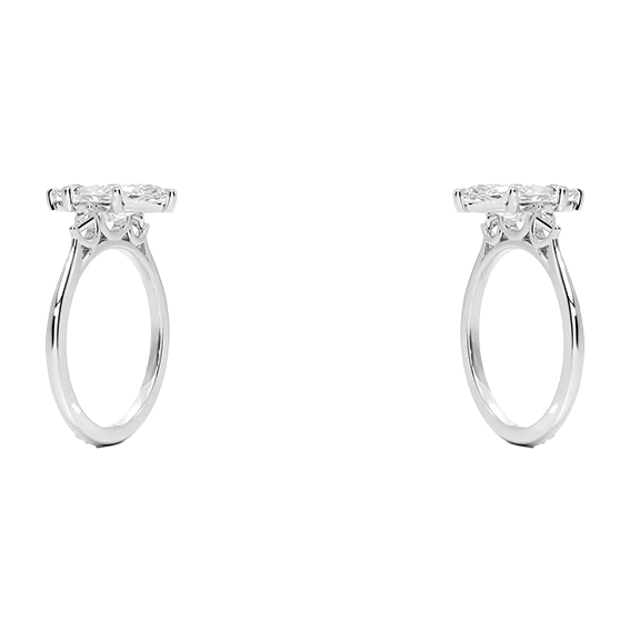 Marquise Cut Shape 2ct E VVS2  Three Stone Six-Prong Side Lab diamond Kite Shape Engagement Ring (MAR 8119)