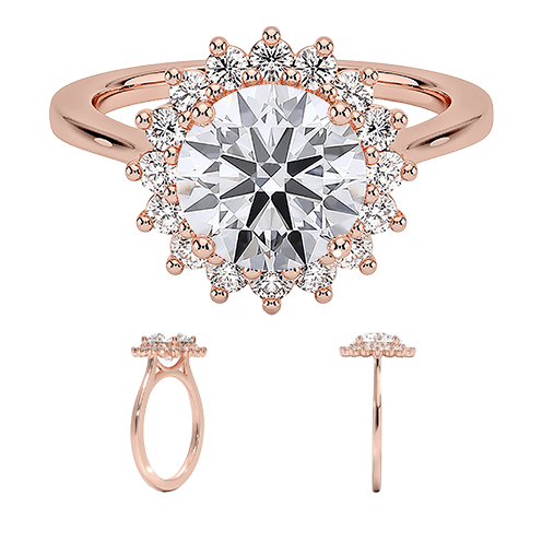 Sunflower Halo 1.5ct D VVS2 Round Brilliant Cut Lab Diamond Engagement Ring (RD 1148)