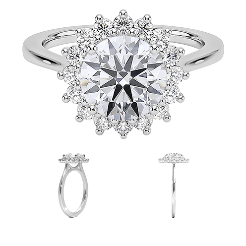 Sunflower Halo 1.5ct D VVS2 Round Brilliant Cut Lab Diamond Engagement Ring (RD 1148)
