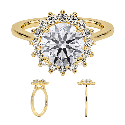 Sunflower Halo 1.5ct D VVS2 Round Brilliant Cut Lab Diamond Engagement Ring (RD 1148)