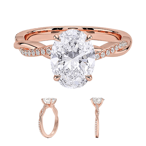 Adorned Luxe Petite Twisted Vine Lab Diamond Engagement Ring Oval Cut 2.5ct  E VVS2 (OV 3137)
