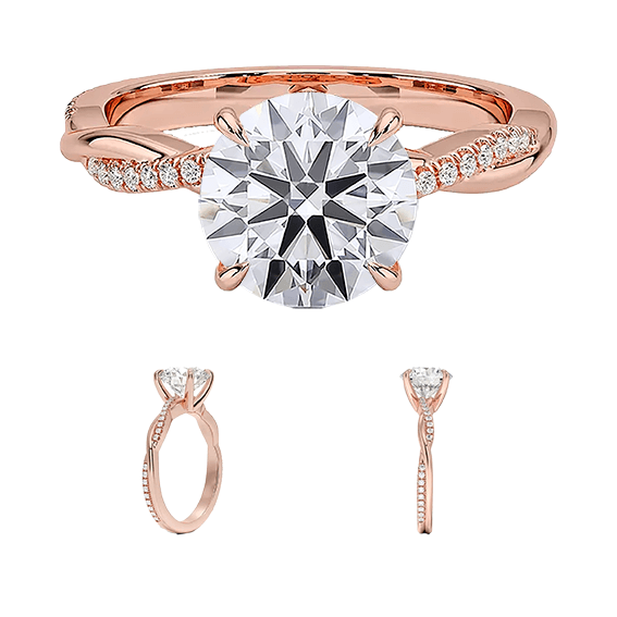 Classic Twisted Vine 2ct E VVS2 Peve Lab Diamond Engagement Ring (RD 8138)