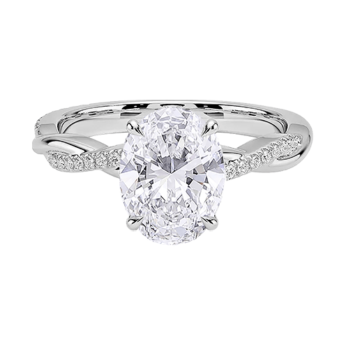 Adorned Luxe Petite Twisted Vine Lab Diamond Engagement Ring Oval Cut 2.5ct  E VVS2 (OV 3137)