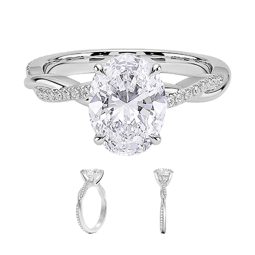 Adorned Luxe Petite Twisted Vine Lab Diamond Engagement Ring Oval Cut 2.5ct  E VVS2 (OV 3137)