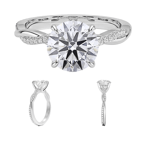 Classic Twisted Vine 2ct E VVS2 Peve Lab Diamond Engagement Ring (RD 8138)