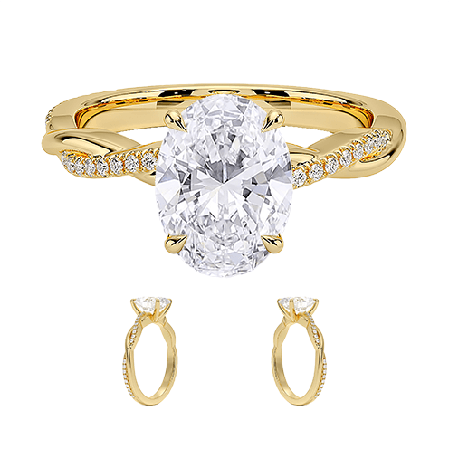 Adorned Luxe Petite Twisted Vine Lab Diamond Engagement Ring Oval Cut 2.5ct  E VVS2 (OV 3137)