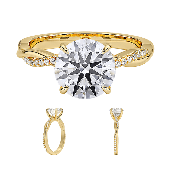 Classic Twisted Vine 2ct E VVS2 Peve Lab Diamond Engagement Ring (RD 8138)