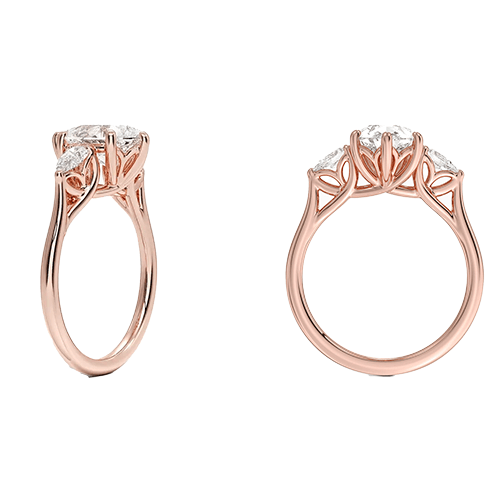 Trellis Three Stone 2.5ct E VVS2 Pear Water Drop Lab Diamond Engagement Ring (PE 6123)