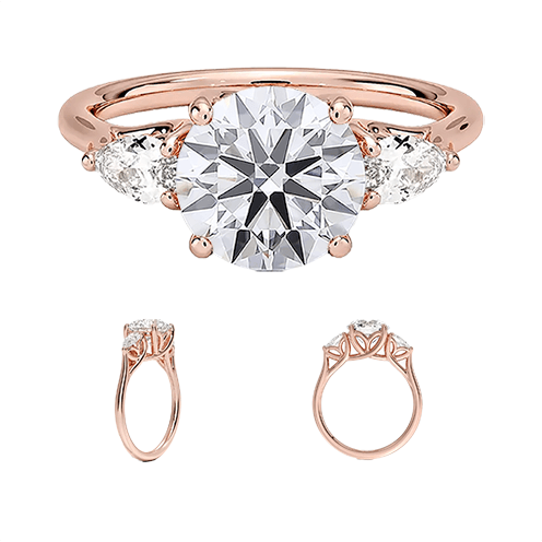 Trellis Three Stone 1.5ct D VVS2 Round Lab Diamond Engagement Ring (RD 1150)