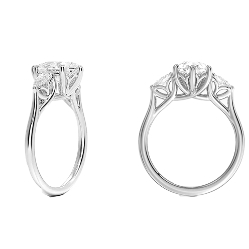 Trellis Three Stone 2.5ct E VVS2 Pear Water Drop Lab Diamond Engagement Ring (PE 6123)