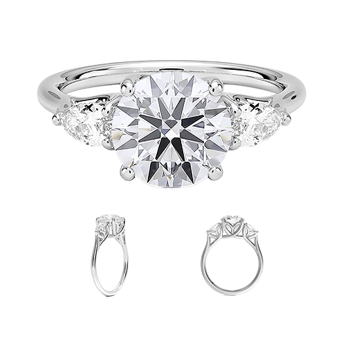 Trellis Three Stone 1.5ct D VVS2 Round Lab Diamond Engagement Ring (RD 1150)