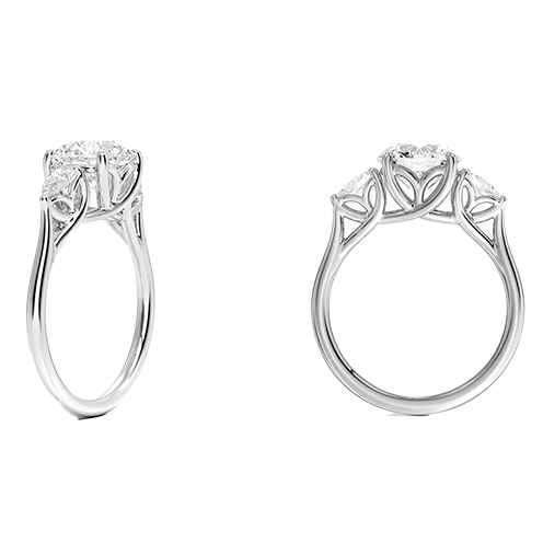 Trellis Three Stone 1.5ct D VVS2 Round Lab Diamond Engagement Ring (RD 1150)
